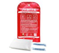 JVANTE Couverture anti-feu DIN EN 1869:2019 - En fibre de verre de qualité supérieure pour feux de graisse, voiture, cuisine, école, cheminée, barbecue, bureau, garage et atelier (1,6 m x 1,8 m)