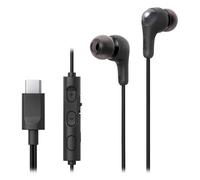 JVC Écouteurs filaires HA-FR9UC-B USB-C, télécommande 3 boutons, micro marche/arrêt – Noir