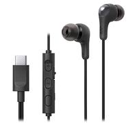 JVC Écouteurs filaires HA-FR9UC-B USB-C, télécommande 3 boutons, micro marche/arrêt – Noir
