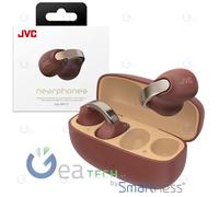 JVC nearphones Style Clip d'oreille Ecouteurs sans Fils avec Boucle Brillante, Confortables, Bluetooth 5.3, Connexion multipoints, autonomie 24H, Application dédiée- HA-NP1T-T (Marron)