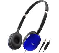 JVC HA-S160M-A-U Casque Plat Pliable et Compact Couleur Brillante avec Interrupteur Marche/arrêt pour Microphone, idéal pour Le télétravail et Les réunions en Ligne (Bleu)