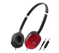 JVC HA-S160M-R-U Casque Plat Pliable et Compact - Couleur Brillante - avec Interrupteur Marche/arrêt pour Microphone - Idéal pour Le télétravail et Les réunions en Ligne (Rouge)