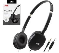JVC HAS160MB Casque Audio Plat Pliable avec télécommande et Microphone, Prise Fine 3,5 mm Plaqué Or Noir