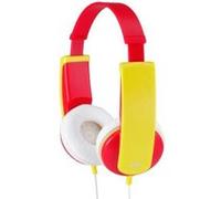 Casque supra-auriculaire filaire supra-aural JVC HA-KD5-R-E limitation de volume, serre-tête léger rouge, jaune