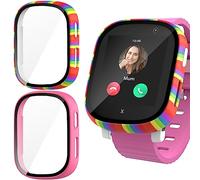 Jvchengxi Coque Protection Compatible avec XPLORA X6 Play, 2 Pièces Rigide PC Anti-Rayures Housse de Protection HD Verre Trempé Protecteur Cover pour XPLORA X6 Play (Rose + Arc-en-Ciel)