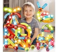 Jvchengxi Jeux Construction Magnétiques Enfants, 3D Bâtons de Construction Magnétiques Colorés, STEM Grande Taille Jouets Créatifs Éducatifs Formes Changeantes pour Garçon Fille 3+ (52 Pièces)