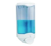 JVD Distributeur Savon Crystal 1L Bouton-Poussoir Blanc - Compatible Savon Gel - Bouton Poussoir - Anti-vandalisme - Matériel Professionnel