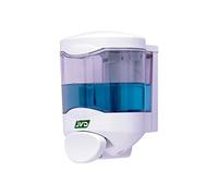 JVD Distributeur Savon Crystal 450ml Blanc - Compatible Savon Gel - Bouton Poussoir - Anti-vandalisme - Matériel Professionnel