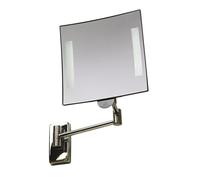 JVD - Miroir Grossissant Carré - Sans Electricité - Led - Modèle Galaxy Chrome