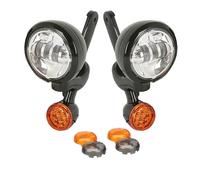 Jvdoipgd Phare Pour Road Pour King Pour FLHR 1994-2013 Pour Electra Pour Street Pour Glide Pour FLHX 2014-2021 Support Feu Antibrouillard À LED Pour Clignotant Moto(Chrome set A)