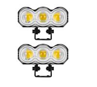 Jvdoipgd Phare Projecteur LED Pour Moto Tout-terrain, Phare Super Lumineux À 3 Lentilles Blanc Jaune RVB Feu Travail Feux Route/croisement Feu Brouillard(2 pièces)