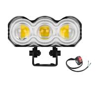 Jvdoipgd Phare Projecteur LED Pour Moto Tout-terrain, Phare Super Lumineux À 3 Lentilles Blanc Jaune RVB Feu Travail Feux Route/croisement Feu Brouillard(1PCS Switch)