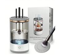 JVedette Nettoyeur de pinceaux de maquillage, nettoyeur de pinceaux de maquillage électrique pour un nettoyage en profondeur de toutes les tailles de pinceaux de maquillage (1 pièce, transparent)