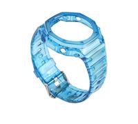 JVEIWAD Boîtier en caoutchouc transparent + bracelet compatible avec Casio G-SHOCK GA-2100 Modification de la mode Bleu Rouge Gelée Remplacement Bordure Bracelet de montre de sport(Transparent blue)
