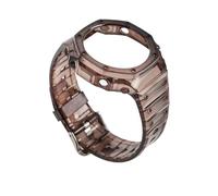 JVEIWAD Boîtier en caoutchouc transparent + bracelet compatible avec Casio G-SHOCK GA-2100 Modification de la mode Bleu Rouge Gelée Remplacement Bordure Bracelet de montre de sport(Transparent black)