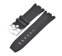 JVEIWAD Bracelet de montre compatible avec Audemars et Piguet Royal Oak, bracelet de montre sport en caoutchouc silicone AP 15710 26470, accessoire de 28 mm(Black-silver)