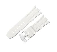 JVEIWAD Bracelet de montre compatible avec Audemars et Piguet Royal Oak, bracelet sport en caoutchouc silicone AP 15710 26470, accessoire 28 mm(White Silver)