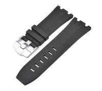 JVEIWAD Bracelet de montre compatible avec Audemars et Piguet Royal Oak, bracelet sport en caoutchouc silicone AP 15710 26470, accessoire 28 mm(Black-silver)
