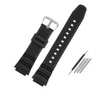 JVEIWAD Bracelet de montre convexe en caoutchouc 18 mm, compatible avec Casio AE-1000W AQ-S810W, couleur unie, respirant et résistant aux chutes(Black silver)