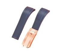 JVEIWAD Bracelet de montre convexe spécial 20 mm compatible avec Rolex Daytona noir vert compatible Water Ghost Yacht accessoires en caoutchouc anti-poussière(Blue-rose gold)