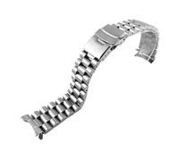 JVEIWAD Bracelet de montre de plongée Marlin de rechange en acier inoxydable avec extrémité incurvée en métal, compatible avec Casio Duro MDV-107-1A MDV-106, 22 mm(Silvery 3-A)