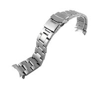 JVEIWAD Bracelet de montre de plongée Marlin de rechange en acier inoxydable avec extrémité incurvée en métal, compatible avec Casio Duro MDV-107-1A MDV-106, 22 mm(Silvery 3)