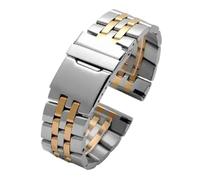 JVEIWAD Bracelet de montre en acier inoxydable for homme, compatible avec les bracelets Breitling A49350 AB042011, 18, 20, 22, 24 mm, argent et or(Silver gold,18mm)