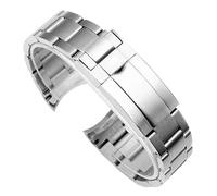 JVEIWAD Bracelet de montre en acier inoxydable for homme, compatible avec Rolex SUBMARINER DAYTONA GMT, réglage fin, fermoir à bouton-poussoir, 20 mm et 21(Matte silver,21mm-no logo)