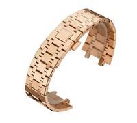 JVEIWAD Bracelet de montre en acier inoxydable massif 15400 15703 compatible avec AP Royal Oak Audemars Piguet 26 mm 28 21 for homme(Rose Gold,21mm)