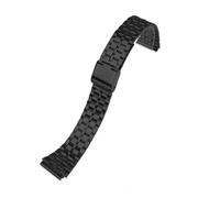 JVEIWAD Bracelet de montre en acier inoxydable massif, compatible avec les modèles CASIO A158/A159/A168/A169/B650/AQ230/AE500W, for bracelet classique petit carré en argent(5 beads black)