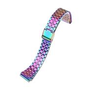 JVEIWAD Bracelet de montre en acier inoxydable massif, compatible avec les modèles CASIO A158/A159/A168/A169/B650/AQ230/AE500W, for bracelet classique petit carré en argent(5 beads Colorful)