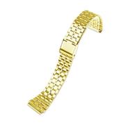 JVEIWAD Bracelet de montre en acier inoxydable massif, compatible avec les modèles CASIO A158/A159/A168/A169/B650/AQ230/AE500W, for bracelet classique petit carré en argent(5 beads gold)