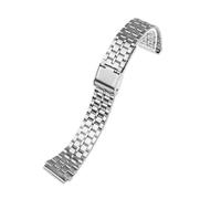JVEIWAD Bracelet de montre en acier inoxydable massif, compatible avec les modèles CASIO A158/A159/A168/A169/B650/AQ230/AE500W, for bracelet classique petit carré en argent(5 beads silver)