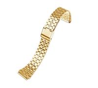JVEIWAD Bracelet de montre en acier inoxydable massif, compatible avec les modèles CASIO A158/A159/A168/A169/B650/AQ230/AE500W, for bracelet classique petit carré en argent(5 beads rosegold)