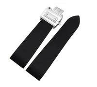 JVEIWAD Bracelet de montre en caoutchouc de silicone compatible avec Cartier Santos 100 W2020007 W2020008, bracelet de montre étanche 25 mm(Black Silver Buckle)