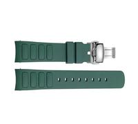 JVEIWAD Bracelet de montre en caoutchouc étanche compatible avec Mido Multifort TV M049.526, 22 mm, interface incurvée, accessoires silicone(Green-silver-1)