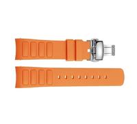 JVEIWAD Bracelet de montre en caoutchouc étanche compatible avec Mido Multifort TV M049.526, 22 mm, interface incurvée, accessoires silicone(Orange-silver-1)