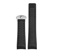 JVEIWAD Bracelet de montre en caoutchouc naturel compatible avec TAG Heuer Grand Carrera, bracelet sport étanche silicone souple, 22 mm, 24(Black-silver,22mm)