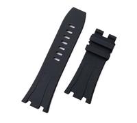 JVEIWAD Bracelet de montre en caoutchouc souple et silicone, 30 mm, plusieurs couleurs, compatible avec les bracelets AP 26400, boîtier 44, compatible ceintures Audemars Piguet(Black,Silver Buckle)