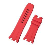 JVEIWAD Bracelet de montre en caoutchouc souple et silicone, 30 mm, plusieurs couleurs, compatible avec les bracelets AP 26400, boîtier 44, compatible ceintures Audemars Piguet(Red,Rose Gold Buckle)