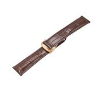 JVEIWAD Bracelet de montre en cuir à boucle déployante 19 mm, 20, 21, 22, universel, for hommes et femmes, accessoire rechange, compatible avec Omega Seamaster(Brown Rose gold,22mm)