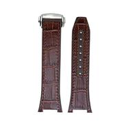 JVEIWAD Bracelet de montre en cuir et caoutchouc (25 mm/14 mm), compatible avec Omega 131, compatible CONSTELLATION, boucle déployante, silicone, marron, bleu noir(Brown silver)