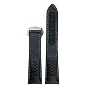 JVEIWAD Bracelet de montre en cuir veau compatible avec Omega Speedmaster 310 311 Racing Dark Side of the Moon(Green silver,19mm)