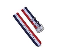JVEIWAD Bracelet de montre en nylon 18 mm, 20 mm, 22 mm, à ressort, style militaire, à dégagement rapide, for accessoires de montre, bracelet de remplacement(Blue White Red,18mm)