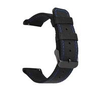 JVEIWAD Bracelet de montre en nylon noir avec coutures noires, 18/20/22/24 mm, boucle acier inoxydable, libération rapide, sport, toile, remplacement, for hommes et femmes(Blue line black,20mm)