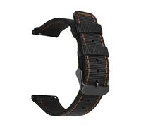 JVEIWAD Bracelet de montre en nylon noir avec coutures noires, 18/20/22/24 mm, boucle acier inoxydable, libération rapide, sport, toile, remplacement, for hommes et femmes(Orange line black,18mm)