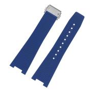 JVEIWAD Bracelet de montre en silicone compatible avec Bell et Ross Instruments séries BRX5R BR05 BR-05, bracelet de montre sport en caoutchouc BR 25 x 12 mm(Blue-silver)
