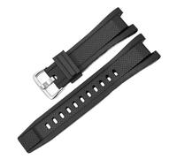 JVEIWAD Bracelet de montre en silicone compatible avec Casio G-Shock GST-W120L S130L S310 B100 GST-W100G, bracelet en caoutchouc for homme, série GST 26-14 mm(Black silver)