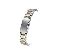 JVEIWAD Bracelet de montre universel en acier inoxydable 16/18/20/22/24 mm, interface plate et incurvée, compatible avec Seiko, Tissot Rolex(F-Silver Gold,16mm)