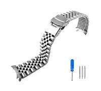 JVEIWAD Bracelet de plongée en acier inoxydable 3 styles 22 mm, compatible avec les montres Casio Duro MDV107-1A MDV106-1A, pièces rechange(5 beads silver)